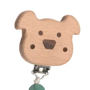 Wooden/silicone pacifier attachment Lässig Little Chums Chien image-4