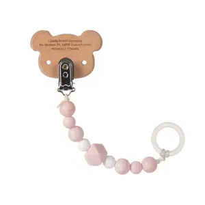 Wooden/silicone pacifier attachment Lässig Little Chums Souris image-1