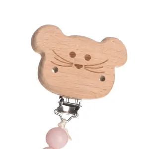 Wooden/silicone pacifier attachment Lässig Little Chums Souris image-4