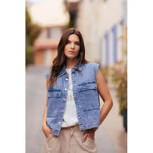 Giacca di jeans senza maniche da donna Le Temps des cerises Yani image-1