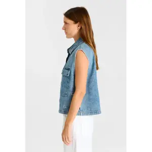 Giacca di jeans senza maniche da donna Le Temps des cerises Yani image-3