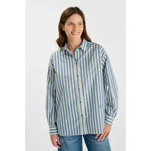 Camisa de manga longa listrada larga mulher Le Temps des cerises Ana image-0