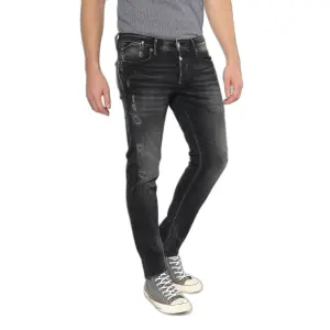 Fitted jeans Le Temps des cerises Basic 600/17 Destroy N°1 image-1