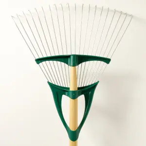 Rastrello a gasone Xfil 20 denti piatti in acciaio con manico in legno Leborgne Duopro image-3