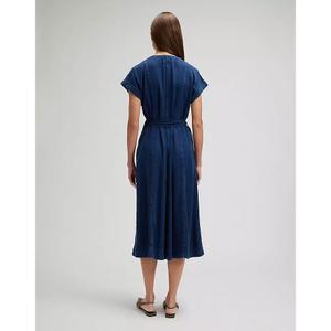 Mid-length denim dress with belt for women Lee image-2