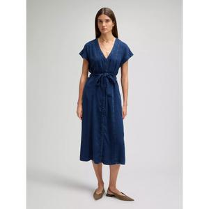 Mid-length denim dress with belt for women Lee image-5