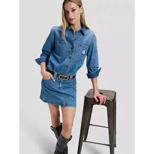 Women's Long Sleeve Denim Shirt Dress Lee image-3