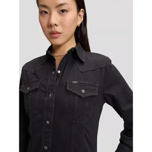Women's Long Sleeve Denim Shirt Dress Lee Western image-5