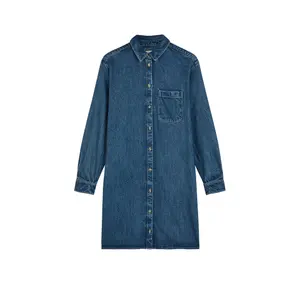 Women's Long Sleeve Denim Shirt Dress Lee Coastal Sky image-0