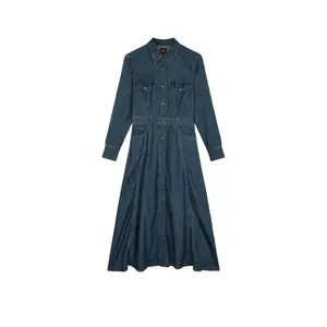 Women's long sleeve denim dress Lee Western Mid Calf image-0