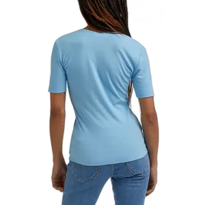 T-shirt de pescoço em v das mulheres Lee image-3