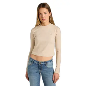 T-shirt de mangas compridas em malha canelada para mulheres Lee image-0