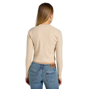 T-shirt de mangas compridas em malha canelada para mulheres Lee image-3