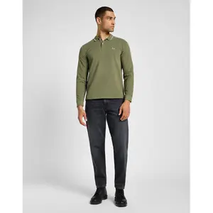 Polo de manga comprida em piqué Lee image-1