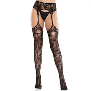 Bas résille avec porte-jarretelles intégré femme Leg Avenue image-1