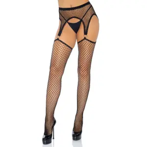 Woman's Fishnet Tights with Ring Suspender Leg Avenue image-0