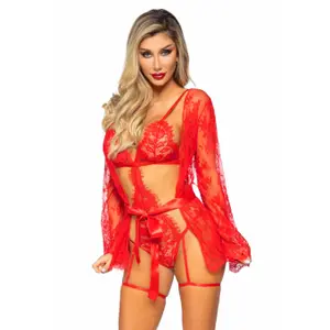 Body em renda com ligas senhora Leg Avenue Teddy image-0