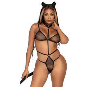 Fato de banho para mulher Leg Avenue Roleplay Sex Kitten Teddy image-0