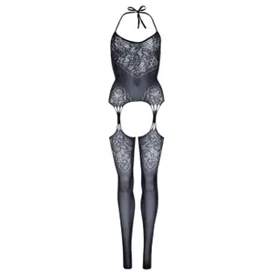 Seamless Lace Fishnet Bodysuit with Suspender Clips for Women Leg Avenue image-0