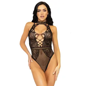 Body ohne Ärmel aus Netz und Spitze mit Tropfenausschnitt Damen Leg Avenue image-1