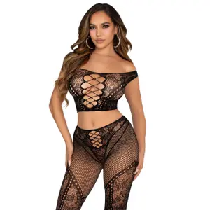 Women's Off-the-Shoulder Crop Top and Leggings Set Leg Avenue image-1