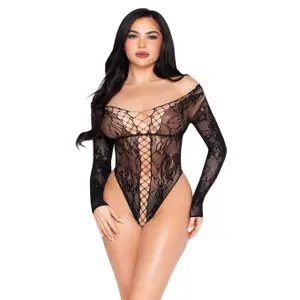 Women's bodysuit Leg Avenue Net and Lace Teddy image-0