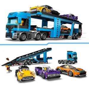 Juego de construcción camión de transporte vehículos deportivos ciudad Lego image-1