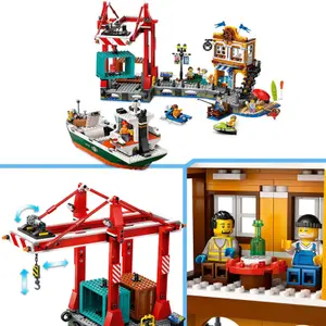 Port construction set + city cargo ship Lego image-2