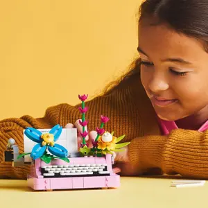 Juego de construcción de máquinas escribir + flores creador Lego image-2