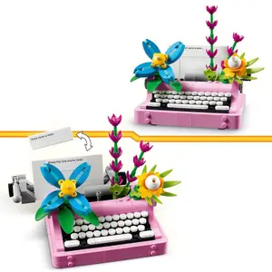 Juego de construcción de máquinas escribir + flores creador Lego image-5