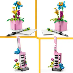 Juego de construcción de máquinas escribir + flores creador Lego image-6