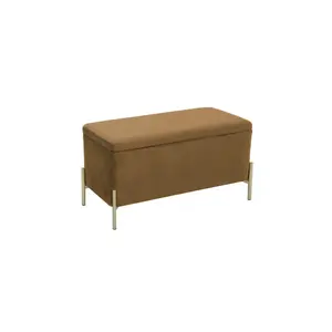 Velvet bench with gold-painted legs Leitmotiv Snog XL image-0