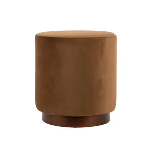Pouf with velvet wood edge Leitmotiv Medium image-0