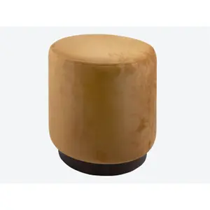 Pouf with velvet wood edge Leitmotiv Medium image-0