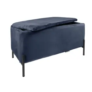 Velvet bench with matt black legs Leitmotiv Snog XL image-0
