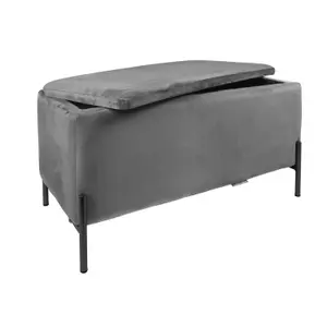 Velvet bench with matt black legs Leitmotiv Snog XL image-0