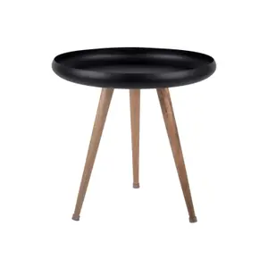 Set of 3 mango wood metal side tables Leitmotiv Tripod image-1