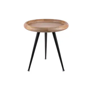 Set of 3 mango wood metal side tables Leitmotiv Tripod image-1