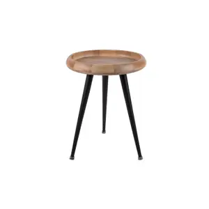 Set of 3 mango wood metal side tables Leitmotiv Tripod image-2