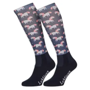 Chaussettes équitation unicorns enfant LeMieux Footsie image-0