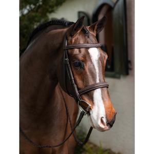 Stitched riding bridle for horse with lace reins LeMieux Hunter image-3