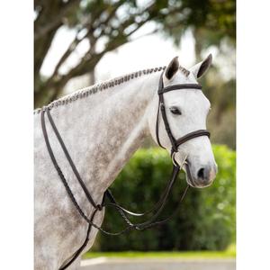 Stitched riding bridle for horse with lace reins LeMieux Hunter image-4
