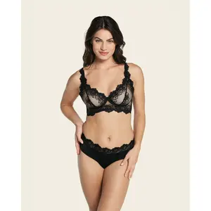 Soutien com corpete com aros em renda transparente para mulher Leonisa image-1