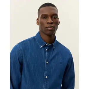 Long-sleeved denim shirt Les Deux Konrad image-4
