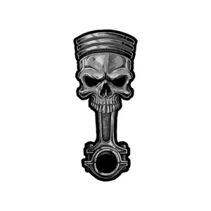 Motorcycle stickers Lethal Threat Skull Piston image-0