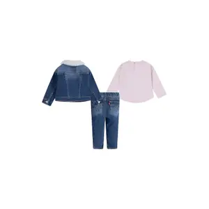 Baby girl jacket and long sleeve t-shirt set Levi's (x3) image-1