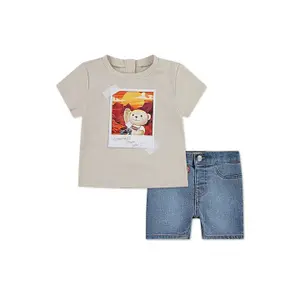 Baby boy t-shirt and denim shorts set Levi's Photo Op image-0