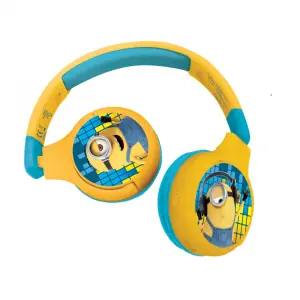 2-in-1 Bluetooth and Wired Headphones Comfortable and Foldable with Volume Limiter Lexibook Les Minions image-0