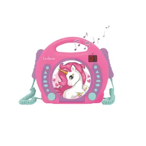 Kit de musique lecteur CD portable + 2 microphones coloris Licorne Lexibook image-0