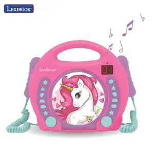 Kit de musique lecteur CD portable + 2 microphones coloris Licorne Lexibook image-1